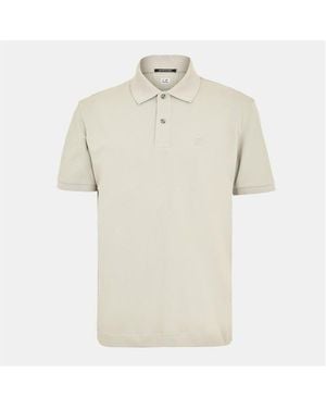 CP COMPANY METROPOLIS Tipped Short Sleeve Polo Shirt - Natural
