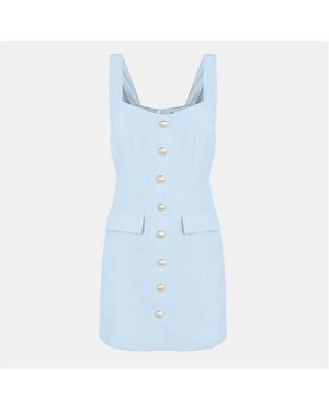Bardot Emilie Boucle Mini Pinafore Dress - Blue