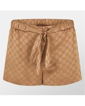 Gucci Gg Silk Shorts - Natural