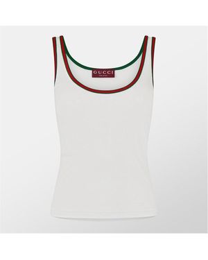 Gucci Web Detailing Cotton Rib Tank Top - White