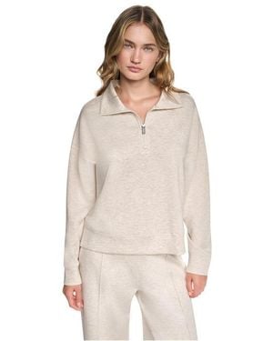 DKNY Sport 1/4-Zip Funnel-Neck Fleece Top - Natural