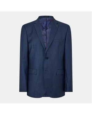 Ted Baker Check Regular Suit Jacket - Blue