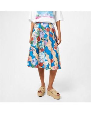 Marni Floral Midi Skirt - Blue