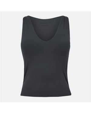 Represent V-Neck Built-In Bra 4-Way Stretch Slim Fit Tank Vest - Blue