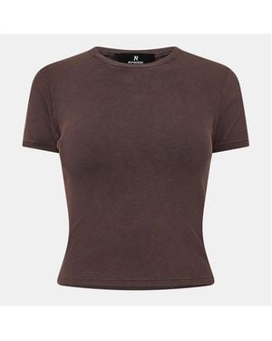 Represent Cropped Slim Fit Baby Tee - Brown