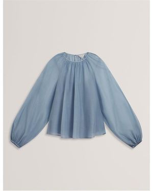 Ted Baker Puff Sleeve Long Blouse - Blue