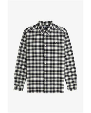 Fred Perry Tartan Long Sleeve Oxford Shirt - Black