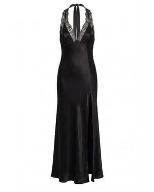 Bardot Neck Long Maxi Dress - Black