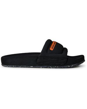 Heron Preston Flat Slides With Logo - Black