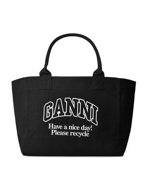 トートバッグ Xxl Pocket Shopping Bag - Ganni - Cotton - Pink Pink Ganni Tote bags for Women | Lyst
