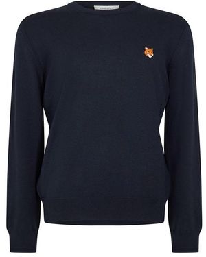 Maison Kitsuné Fox Merino Crew Neck Jumper - Blue