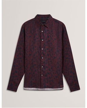 Ted Baker Floral Long-Sleeve Patterned Shirt - Purple
