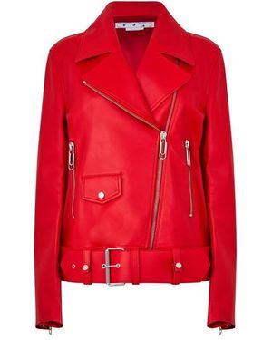 Off-White c/o Virgil Abloh Leather Biker Jacket - Red