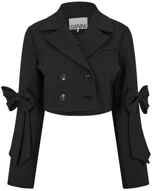 Ganni Bonded Crop Blazer - Black