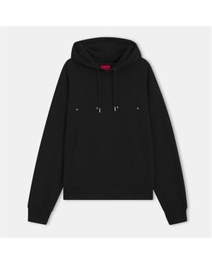 HUGO Hooded Neck Drop Shoulder Sweatshirt - Black