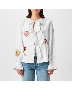 Never Fully Dressed Embroidered Mystical Shirt - Blue