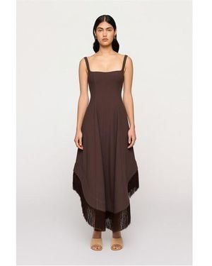 Clea Emine Fringe Long Maxi Dress - Brown