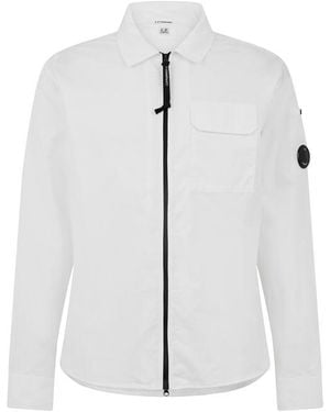 C.P. Company Gabardine Lens Cotton Long Sleeve Overshirt - White