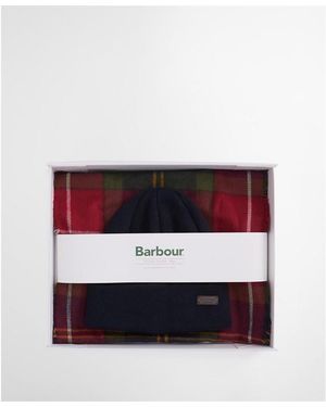 Barbour Swinton Beanie & Galingale Scarf Gift Set - Black