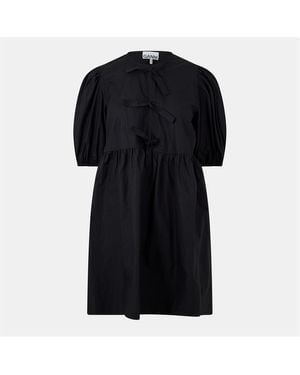 Ganni Tie-Up Mini Dress - Black
