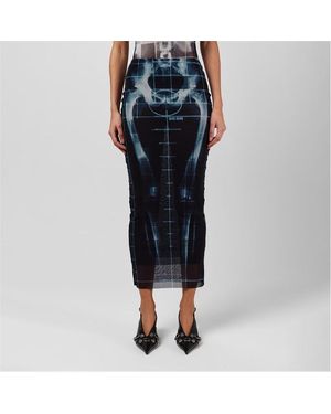 Jean Paul Gaultier Skeleton High-Waisted Maxi Skirt - Blue