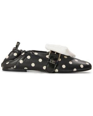 Ganni Balloon Printed Plain Ballet Court Shoes - Black