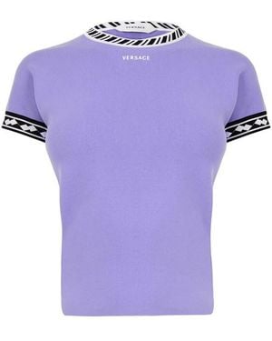 Versace Top With Embroidered Logo - Blue