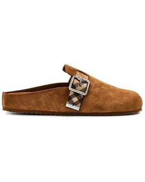 Burberry Checked Clogs - Brown