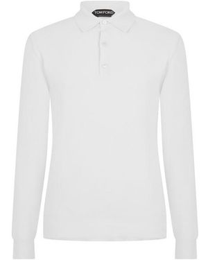 Tom Ford Tf Piquet Long Sleeve Polo Shirt - White