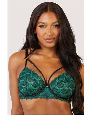 Playful Promises Mia & Jade Deco Embroidery Balconette Bra - Green