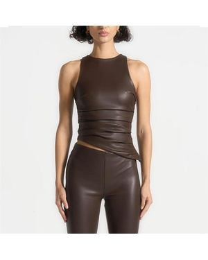 Manière De Voir Asymmetric Tacked Racer Top - Brown