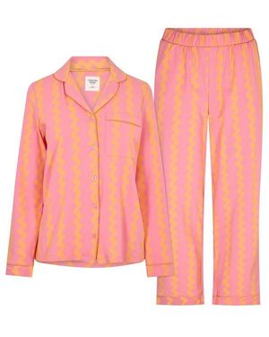 Chelsea Peers Cotton Long Sleeve Pyjama Set - Pink