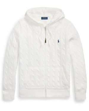 Polo Ralph Lauren Cable-Knit Cotton Hooded Jumper - White