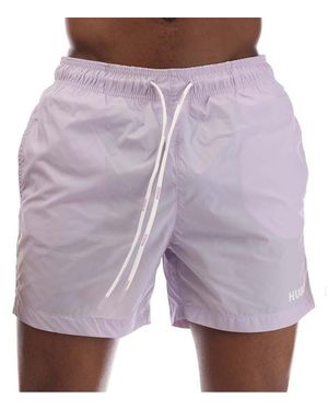 HUGO Haiti Contrast Logo Swim Shorts - Purple