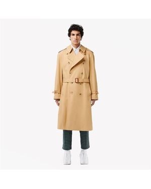 Lacoste Water-Resistant Double-Breasted Belted Trench Coat - Metallic