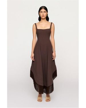 Clea Emine Fringe Long Maxi Dress - Brown