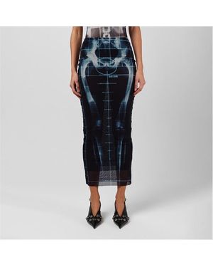 Jean Paul Gaultier Skeleton High-Waisted Maxi Skirt - Blue