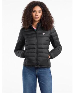 Guess Hooded Short Puffer Jacket - Black
