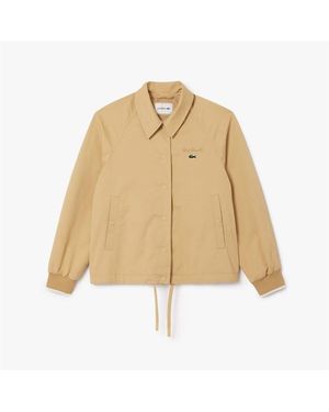 Lacoste Oversized Jacket With Chest Embroidery - Natural