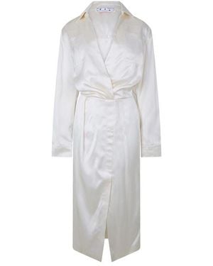 Off-White c/o Virgil Abloh Chine Satin Twist Long Sleeve Dress Shirt - White