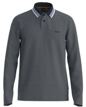 BOSS Peoxfordlong Long Sleeve Polo Shirt - Blue