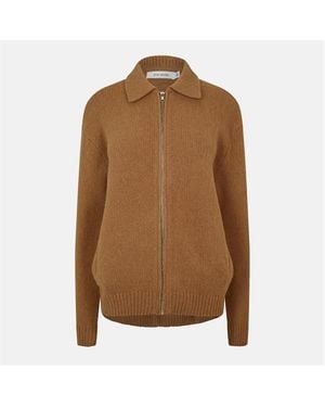 AYA MUSE Wool Long Sleeve Zip-Up Hybrid Jacket - Brown