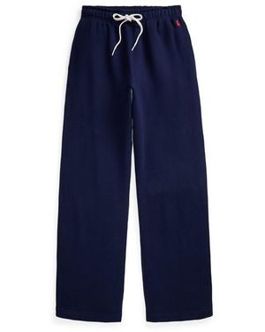 Polo Ralph Lauren Wide Leg Open Hem Fleece Jogging Bottoms - Blue