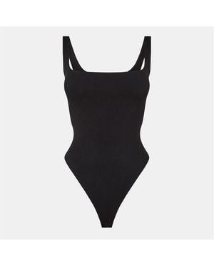 Naked Wardrobe Smooth Scooped Tank Bodysuit - Black