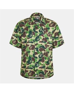 A Bathing Ape Short Sleeve Patterned Relaxed Fit Shirt - Green