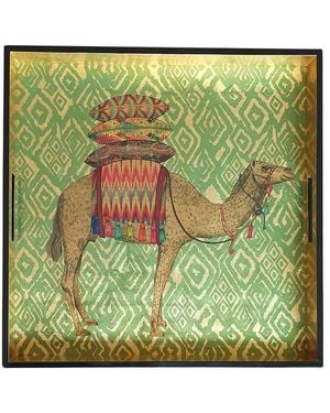 LES OTTOMANS Lacquered Camel Tray - Green