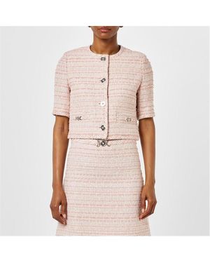 Versace Tweed Cotton Short Sleeve Overcoat - Pink