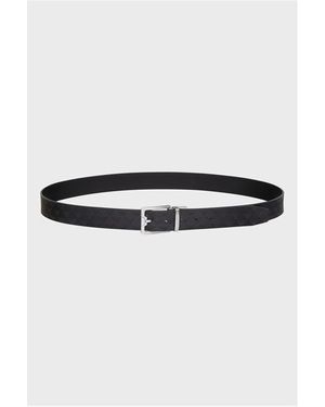 Emporio Armani Embossed Leather Belt - Black