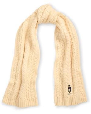 Polo Ralph Lauren Cable Knit Bear Scarf - Natural