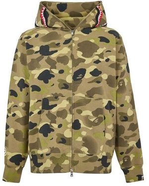 A Bathing Ape Bape Camo Shrk Zp Hd Sn54 - Green